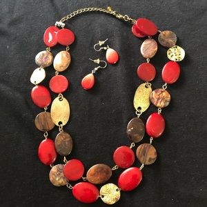 Necklace and earring set, silver necklace